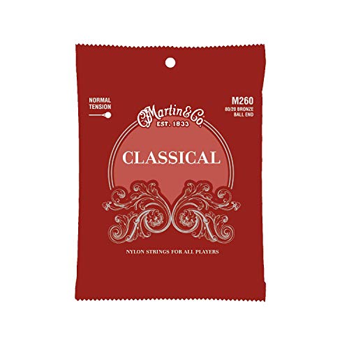 MARTIN Classical, Saiten für klassische Gitarre, 80/80 Bronze Ball End, Normal 28-43 (M260) von Martin