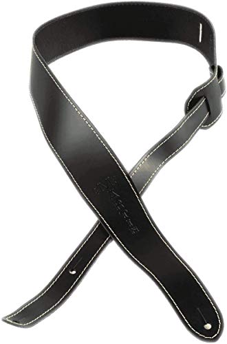 Martin 18A0046 Slim Leder Gitarrengurt 6,3 cm breit schwarz mit Naht von Martin