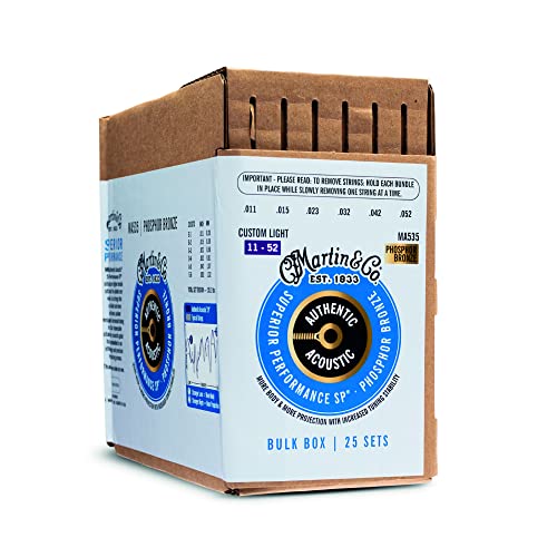 MARTIN Akustikgitarrensaiten, Superior Performance Custom Light 11-52, 92/8 Phosphor-Bronze, 25 Sätze (BULK-MA535) von Martin