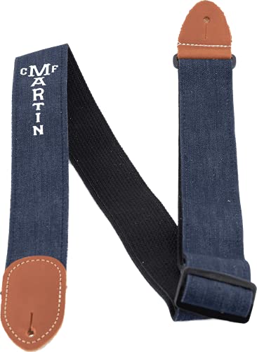 MARTIN Gitarrengurt aus umweltfreundlicher Baumwolle, blau, Denim-Optik (A0077) von Martin