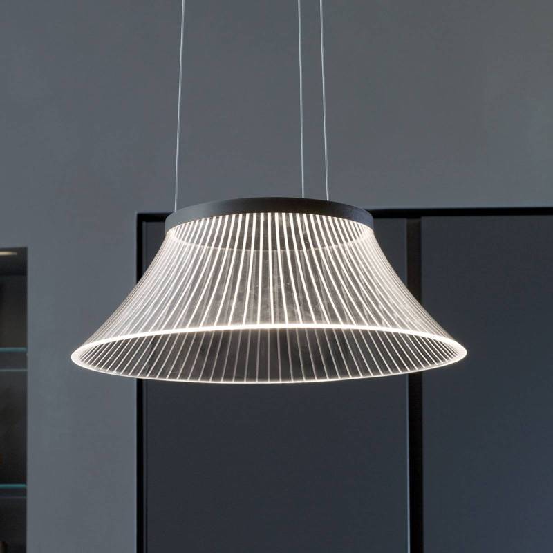 LED-Pendelleuchte Plissé, Schirm lasergraviert von Martinelli Luce
