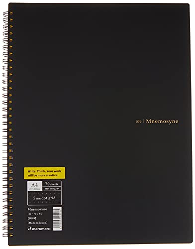 Maruman MNEMOSYNE Notizbuch, 29 x 21,6 cm (A4), 5 mm Punktraster, 70 Blatt (N109), weiß von Maruman
