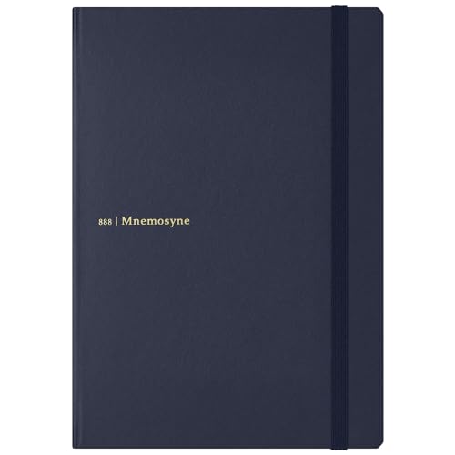 Maruman MNEMOSYNE Tagebuch-Notizbuch, 21,6 x 15,2 cm (A5), 5 mm Punktraster, Hardcover mit Gummiband, Lesezeichen und Innentasche, 90 g/m², 120 Blatt/240 Seiten, Marineblau, 1 Stück (N888-72) von Maruman