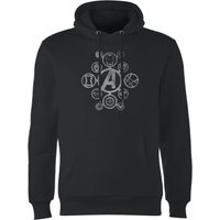 Avengers Distressed Metal Icon Hoodie - Schwarz - L von Marvel