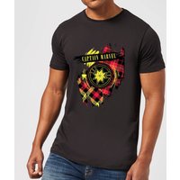 Captain Marvel Tartan Patch Männer T-Shirt – Schwarz - 3XL von Marvel