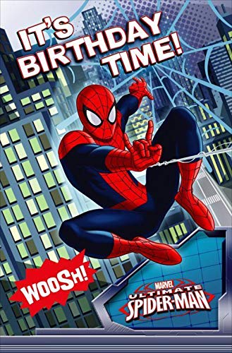 Geburtstagskarte, Motiv: Marvel, Ultimate Spiderman, „It's Birthday Time. Woosh!“ - von Marvel