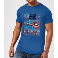 Marvel Avengers Captain America Herren Christmas T-Shirt - Royal Blau - L von Marvel