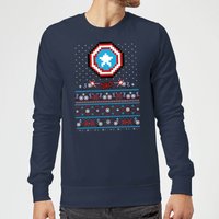 Marvel Avengers Captain America Pixel Art Weihnachtspullover – Navy - M von Marvel