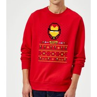 Marvel Avengers Iron Man Pixel Art Weihnachtspullover – Rot - M von Marvel