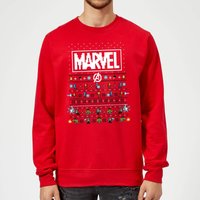 Marvel Avengers Pixel Art Weihnachtspullover – Rot - M von Marvel