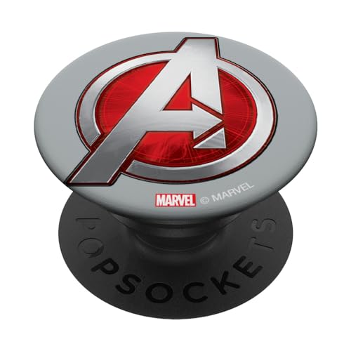 Marvel Avengers Silver and Red Logo PopSockets mit austauschbarem PopGrip von Marvel