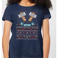 Marvel Avengers Thor Pixel Art Damen Christmas T-Shirt - Navy Blau - M von Marvel