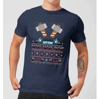 Marvel Avengers Thor Pixel Art Herren Christmas T-Shirt - Navy Blau - L von Marvel