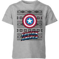 Marvel Captain America Kids' Christmas T-Shirt - Grey - 5-6 Jahre von Marvel