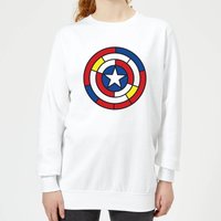 Marvel Captain America Stained Glass Shield Women's Sweatshirt - White - XS von Marvel