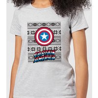 Marvel Captain America Women's Christmas T-Shirt - Grey - S von Marvel