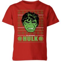 Marvel Hulk Face Kids' Christmas T-Shirt - Red - 7-8 Jahre von Original Hero