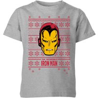 Marvel Iron Man Face Kids' Christmas T-Shirt - Grey - 3-4 Jahre von Marvel