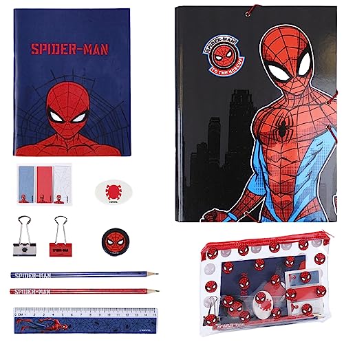 Marvel Schreibwarenset Spiderman + Bleistifte + Lineal + Radiergummi + Spitzer Spiderman + Ordner DIN A4 Spiderman von Marvel