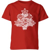 Marvel Shields Snowflakes Kids' Christmas T-Shirt - Red - 3-4 Jahre von Marvel