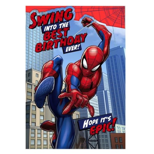 Marvel Spiderman Swinging In Geburtstagskarte von Marvel