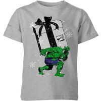 Marvel The Incredible Hulk Christmas Present Kids' Christmas T-Shirt - Grey - 5-6 Jahre von Marvel