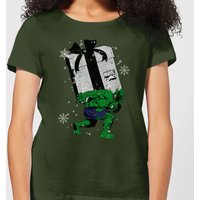 Marvel The Incredible Hulk Christmas Present Women's Christmas T-Shirt - Forest Green - L von Marvel