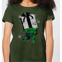Marvel The Incredible Hulk Christmas Present Women's Christmas T-Shirt - Forest Green - M von Marvel