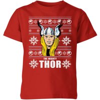 Marvel Thor Face Kids' Christmas T-Shirt - Red - 9-10 Jahre von Original Hero