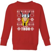 Marvel Thor Face Kinder Weihnachtspullover – Rot - 5-6 Jahre von Marvel