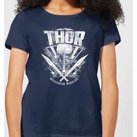 Marvel Thor Ragnarok Thor Hammer Logo Damen T-Shirt - Navy Blau - L von Marvel