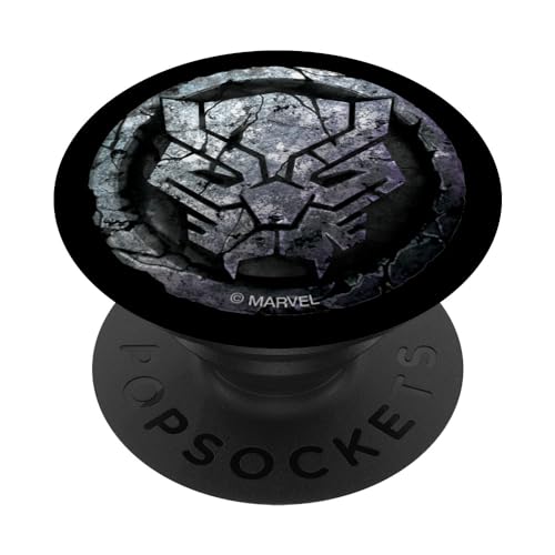 PopSockets Marvel Black Panther Stone Rock Rubble Logo PopSockets PopGrip: Ausziehbarer Sockel und Griff für Handys/Tablets mit Tauschbarem Top von Marvel