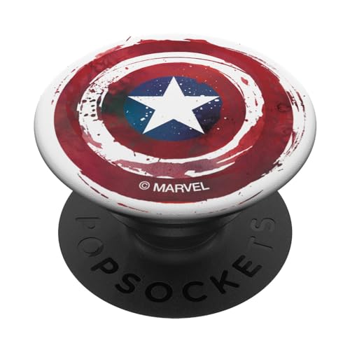 PopSockets Marvel Captain America Painted Shield PopSockets PopGrip: Ausziehbarer Sockel und Griff für Handys/Tablets mit Tauschbarem Top von Marvel