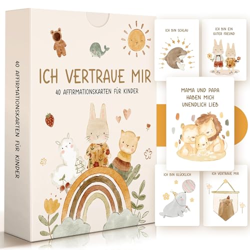 Marvelights 40 Affirmationskarten für Kinde für Kinder – Positive Affirmationen für Vorschulkinder – Emotionale Entwicklung & Selbstvertrauen stärken – Geschenk für Kindergarten, Schulstart & Alltag von Marvelights