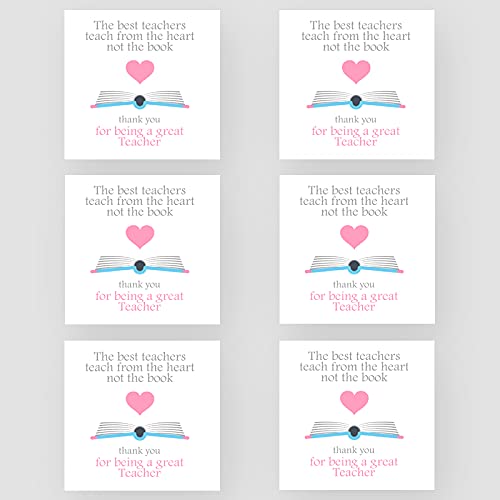 Marvello „Thank You Teacher“-Karten-Set (6 Karten) – hochwertige Umschläge enthalten – ein Design – innen blanko – für Lehrer von Marvello