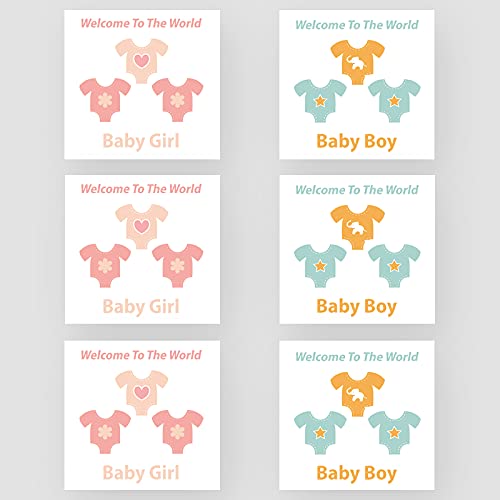 Marvello Baby Grow Karten Box Set (6 Karten) – Premium-Umschläge enthalten – verschiedene Farben – innen blanko – für Jungen / Mädchen von Marvello