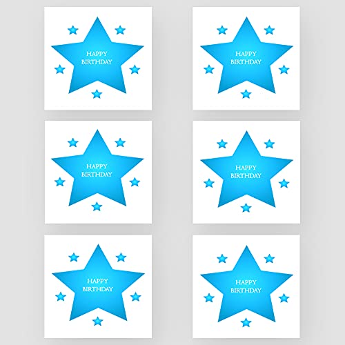 Marvello Blue Star Geburtstagskarten-Set (6 Karten) – hochwertige Umschläge enthalten – ein Design – innen blanko – für ihn, Vater, Onkel, Bruder, Opa, Sohn, Freund von Marvello