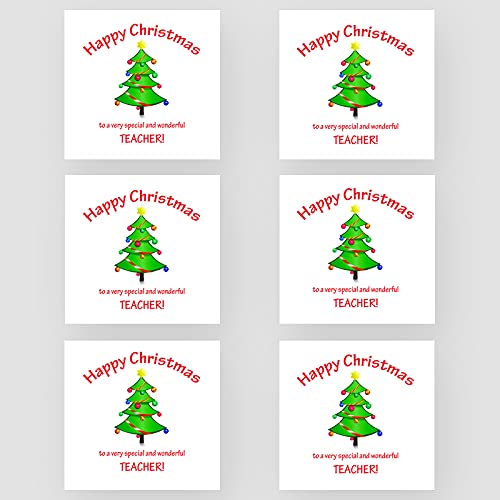 Marvello Dankeskarten-Set mit Weihnachtsbaum-Lehrern (6 Karten) – Premium-Umschläge im Lieferumfang enthalten – ein Design – innen blanko – für Lehrer von Marvello