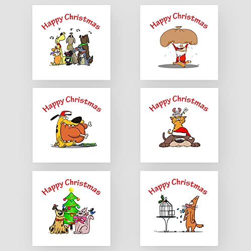 Marvello Funny Pets Weihnachtskarten-Set (12 Karten) – Premium-Umschläge enthalten – verschiedene Designs – innen blanko – für Freunde und Familie von Marvello