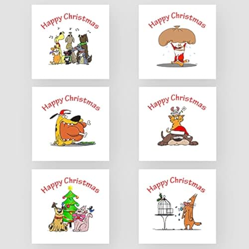 Marvello Funny Pets Weihnachtskarten-Set (12 Karten) – Premium-Umschläge enthalten – verschiedene Designs – innen blanko – für Freunde und Familie von Marvello