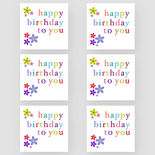 Marvello Geburtstagskarten-Set mit bunten Blumen, 6 Karten, inkl. Premium-Umschlägen, 1 Design, innen blanko, für Sie, Mutter, Schwester, Freundin, Oma, Tante von Marvello