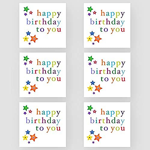 Marvello Geburtstagskarten-Set mit bunten Sternen (12 Karten), Premium-Umschläge enthalten, ein Design, innen blanko, für Ihn, Vater, Bruder, Freund, Großvater, Onkel von Marvello