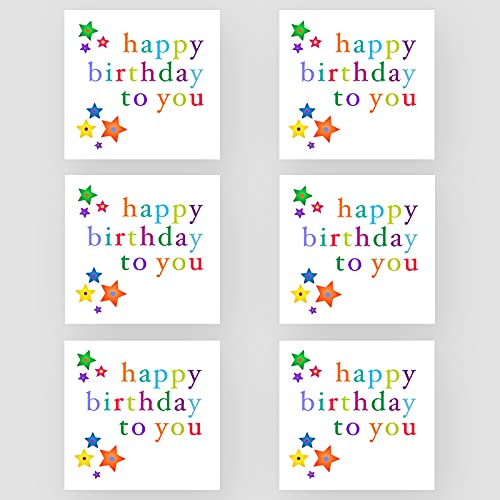 Marvello Geburtstagskarten-Set mit bunten Sternen (6 Karten), Premium-Umschläge im Lieferumfang enthalten, ein Design, innen blanko, für Ihn, Vater, Bruder, Freund, Großvater, Onkel von Marvello