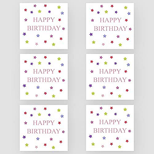 Marvello Mini-Geburtstagskarten-Set (6 Karten) – Premium-Umschläge inklusive – ein Design – innen blanko – für Mädchen, für sie, Mutter, Tante, Freunde, Tochter, Enkelin von Marvello
