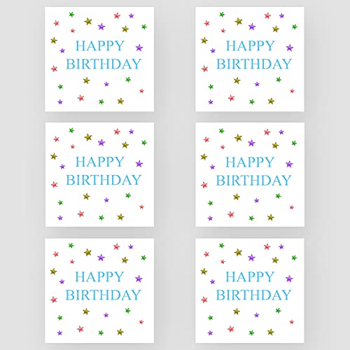 Marvello Mini Stars Geburtstagskarten-Set (6 Karten) – Premium-Umschläge enthalten – ein Design – innen blanko – für ihn, Vater, Bruder, Onkel, Großvater, Enkel von Marvello