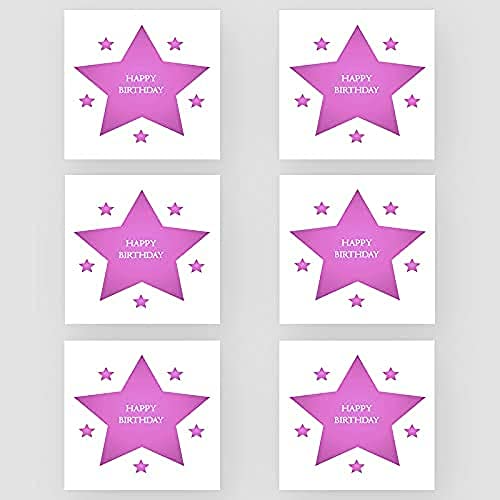 Marvello Pinke Stern-Geburtstagskarten-Set (6 Karten), Premium-Umschläge im Lieferumfang enthalten, ein Design – innen blanko – für Sie, Mutter, Tante, Schwester, Oma, Tochter, Freundin von Marvello