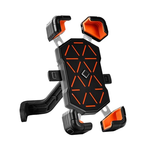 Fahrrad-Telefon Halter Anti Shake Leichte Multifunktion Navigations-Handy Klemme für Mountainbikes (Orangenspiegelmontage) von MasYosh
