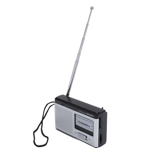 Tragbares AM/FM Radio – Kompaktes Transistorradio mit Lautsprecher & Kopfhöreranschluss, starker Empfang, batteriebetrieben, ideal für Reisen & Outdoor (Silberschwarz) von MasYosh