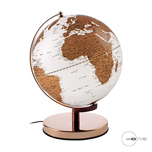 Mascagni Globe LED-Beleuchtung, Basis aus Metall, goldfarben Durchmesser: 30 cm. von Mascagni