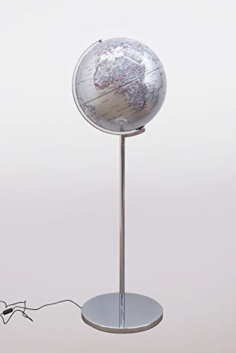 Mascagni Globus Globe D 42 x130h Kragen Silber Licht beleuchtet Kartographie morfologica zu Relief von Mascagni